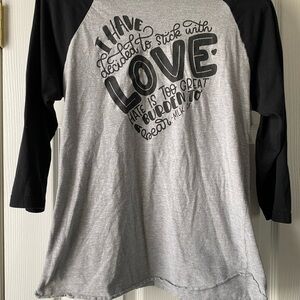 MLK Quote Love Raglan Baseball Tee 3/4 Sleeve Inspiring Retro Size M